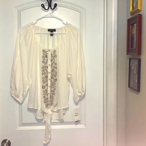 Style & Co. Cream colored peasant top SZ M NWT